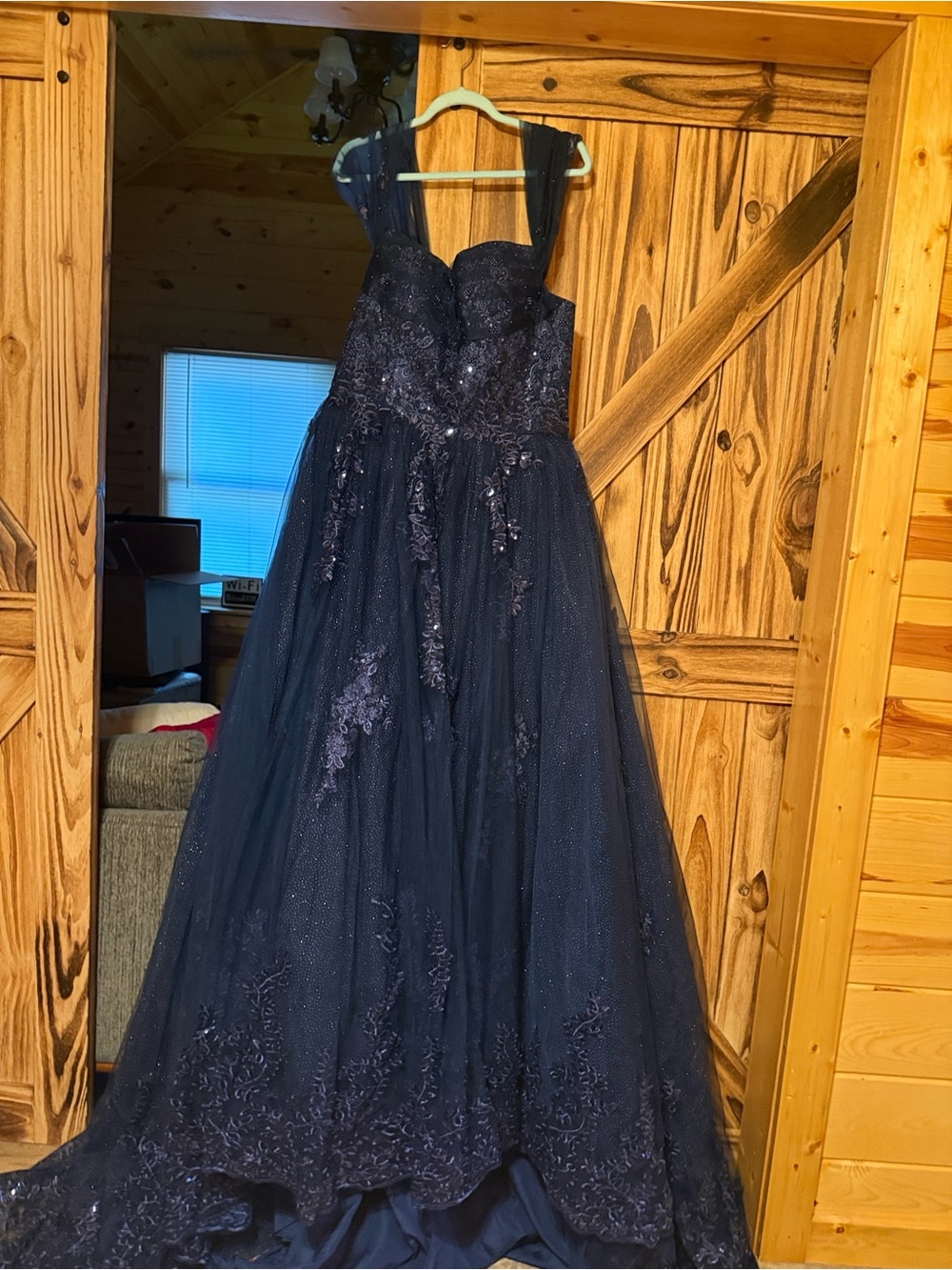 Womens Navy Lace & Tulle BallDress